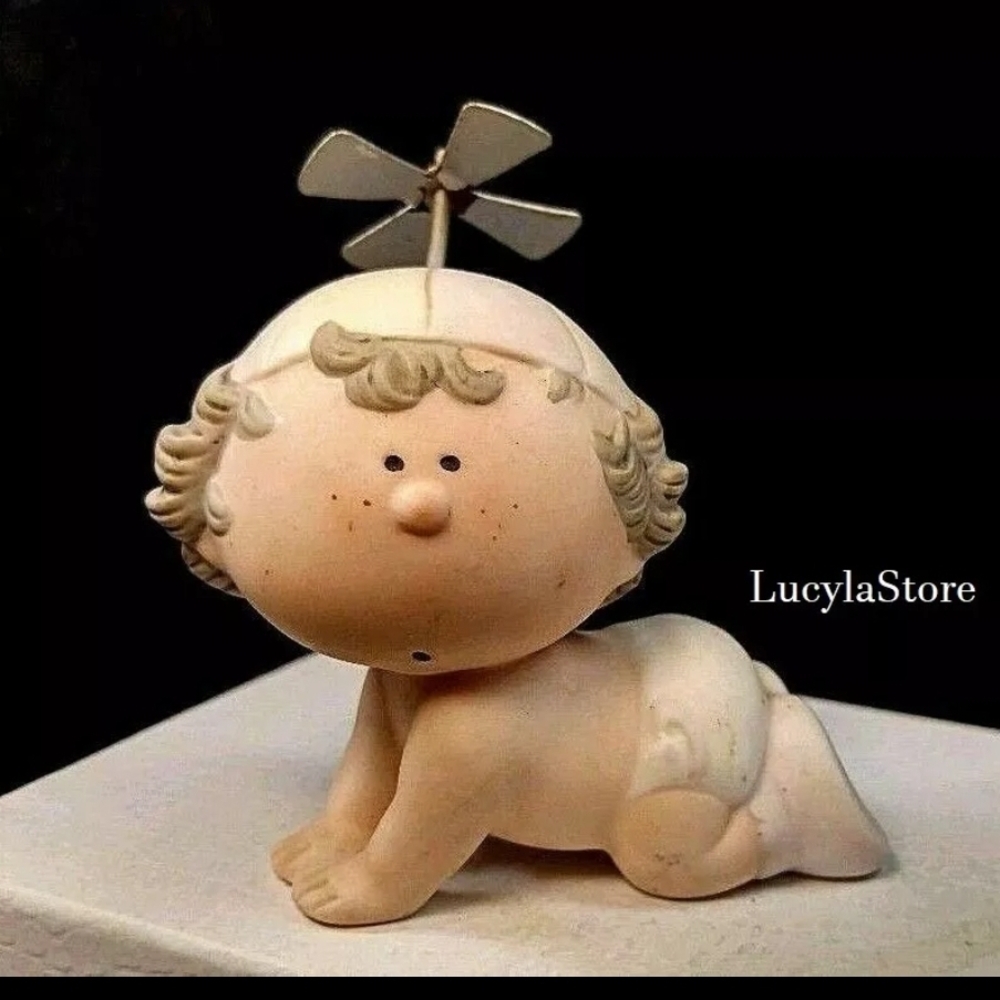 Vintage George Good Porcelain Baby Boy Miniature Piano Figurine w/ Propeller Hat